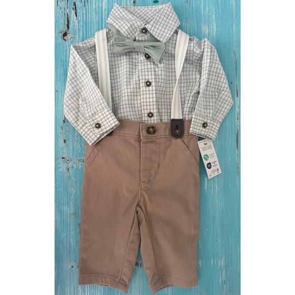 Carter's 4-Piece Bow Tie And Suspenders Outfit Set Size 3 Months - Picture 1 of 2